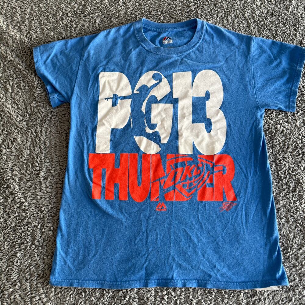 Majestic NBA Oklahoma City Thunder Paul George "PG13" T-Shirt Mens S - EUC